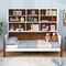 Pine Wood Twin Bed with Bookcase, Storage Shelves and Modern Vintage Design